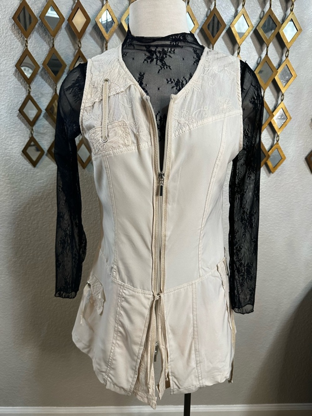 NWT Miss Kelly Lace-Accented Utility Vest / Tunic